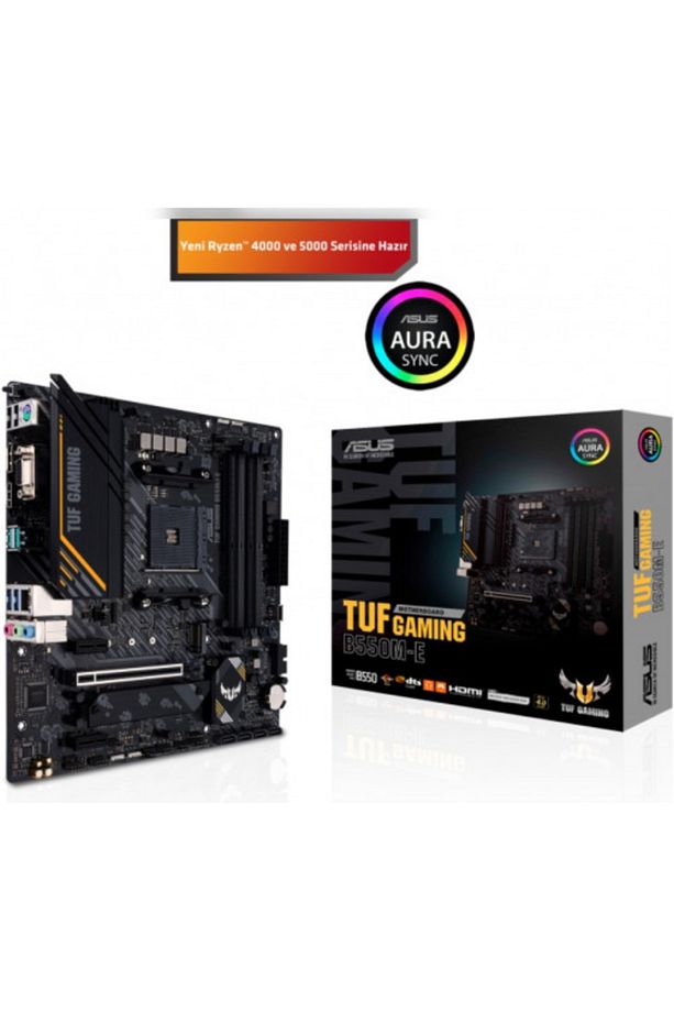 TUF GAMING B550M-E, 4xDDR4, 2x M.2, D-SUB, HDMI, DP, AM4 Soket Anakart - 1