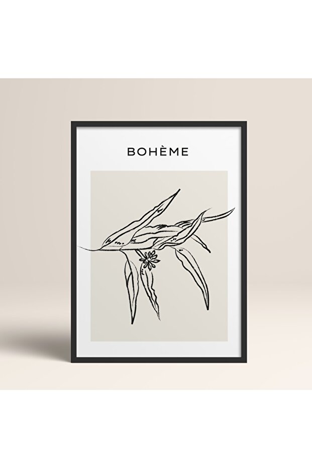 Boho Bohemian Linear Linear Modern Abstract Art Painting with Frame