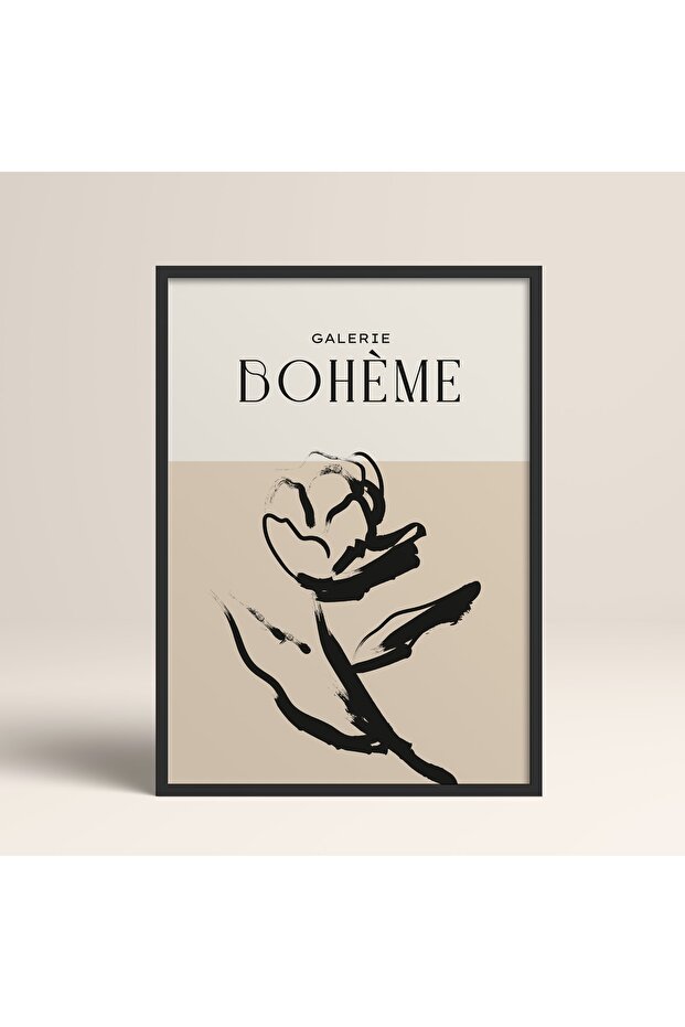 Boho Bohemian Linear Linear Modern Abstract Art Painting with Frame