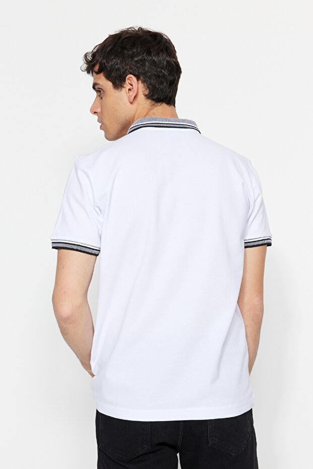 Biała koszulka polo z kołnierzykiem – 100% bawełna, slim/slim fit TMNSS22PO00014 - 6