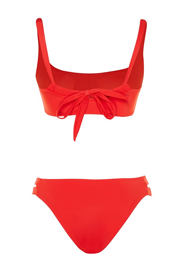 Red Bustier Cut Out/Window Regular Leg Bikini Set TBESS23BT00065 - 8