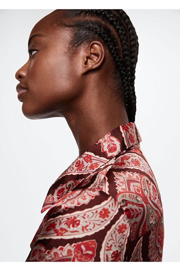 Desenli Saten Gömlek - 6