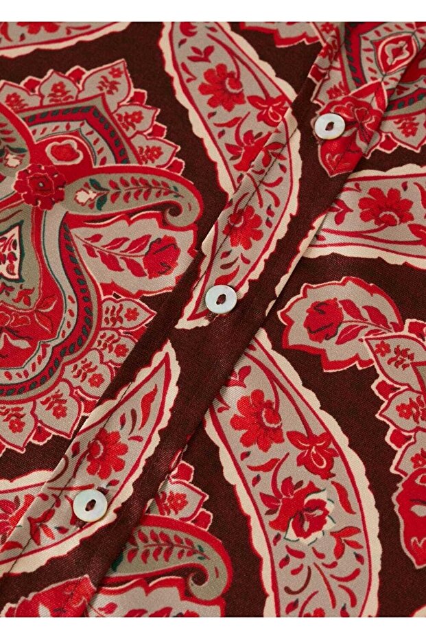 Desenli Saten Gömlek - 5