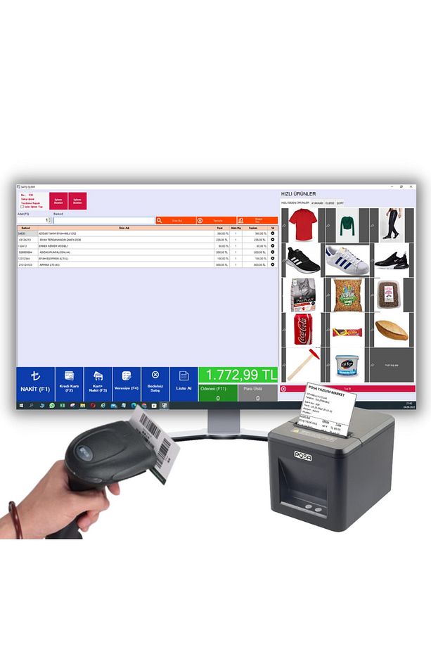 Stok Takip ve Satış Sistemi Barkodlu&barkodsuz (80mm Fiş Yazıcı + Kablolu Okuyucu + Program) - 1