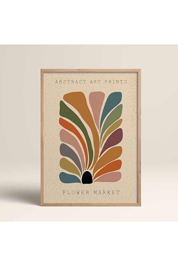 Wooden Framed Abstract Colorful Patterns Flower Modern Art Painting