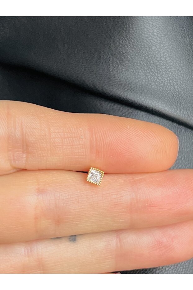 Çelik Tek Taş Kıkırdak Helix Tragus Piercing(1adet) - 3