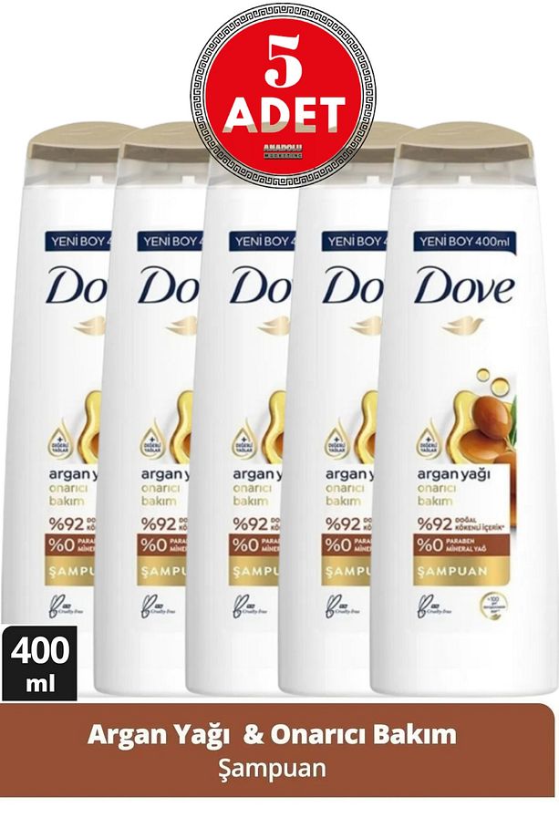 Argan Yağı Onarıcı Bakım Saç Bakım Şampuanı 400 Ml 5 Adet - 1