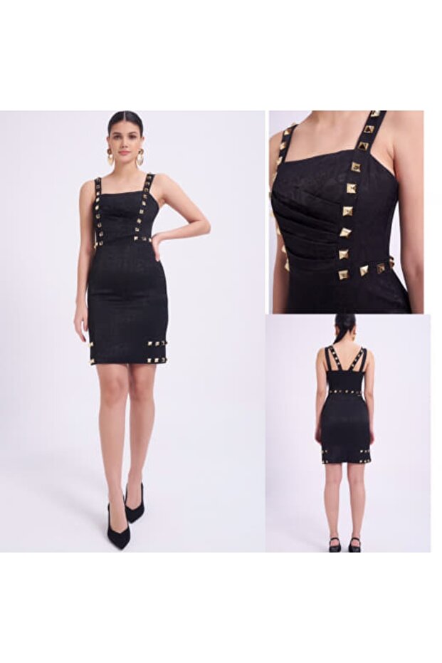 Aksesuarlı Mini Elbise - 5