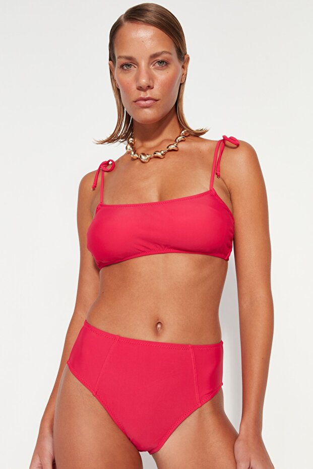 Fuchsia High Waist Normal Leg Bikini Bottom TBESS21BA0387