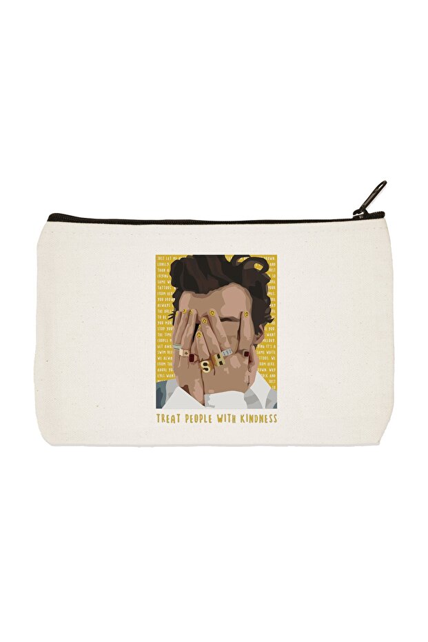 Clutch Harry Styles Treat People With Kindness Printed Cloth Makeup Bag, Pen Holder, Handbag