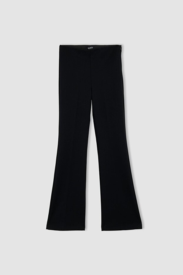 Flared Leg Crepe Trousers