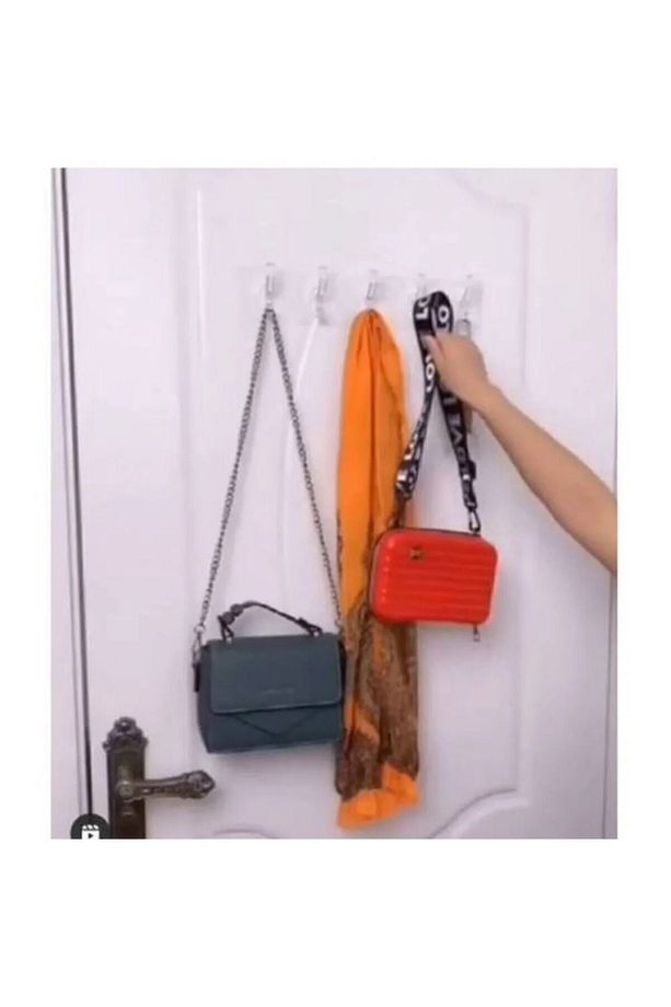 3 Adet Şeffaf Askılık Duvar Askısı 5'li Iz Bırakmayan Güçlü Yapışkanlı Banyo Mutfak Kanca - 4