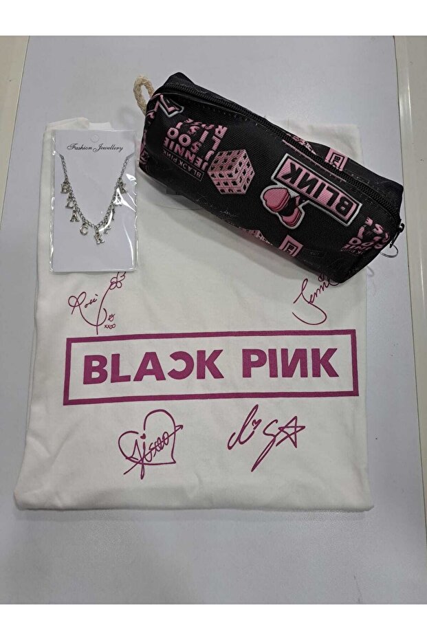 Blackpink Unisex T-shirt Pen Holder Necklace Combination