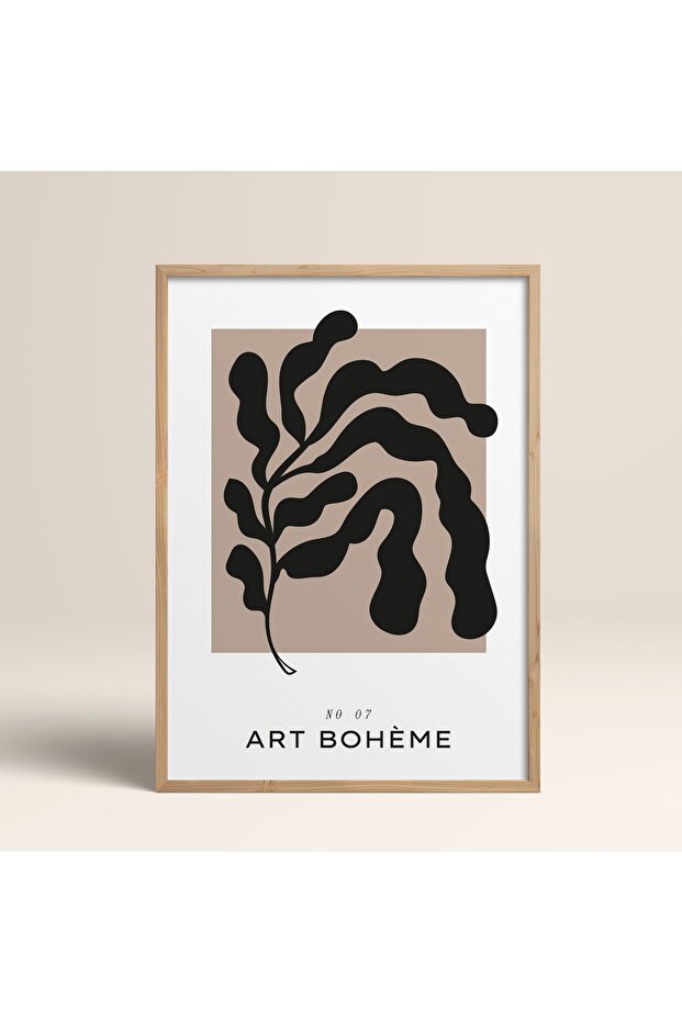 Boho Bohemian Linear Linear Modern Abstract Art Painting with Frame