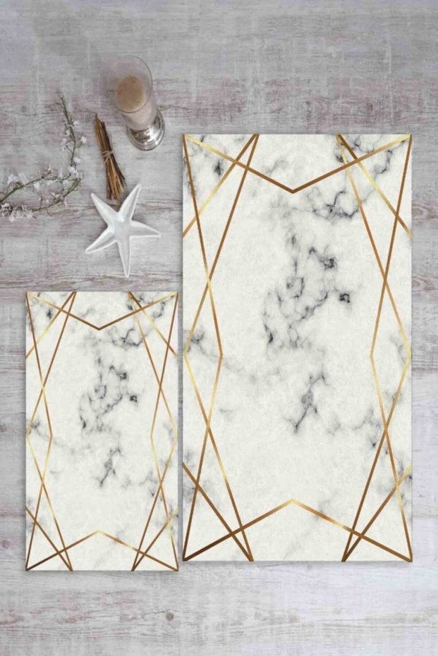 Marble Patterned 2-Piece Bathroom Rug Set 60X90 60X40