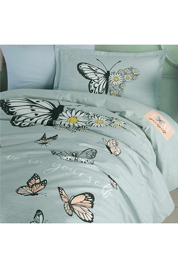 Kelebek Desenli Çocuk-genç Odası Tek Kişilik Nevresim Takımı - Clasy Daisy Love V1 - 3