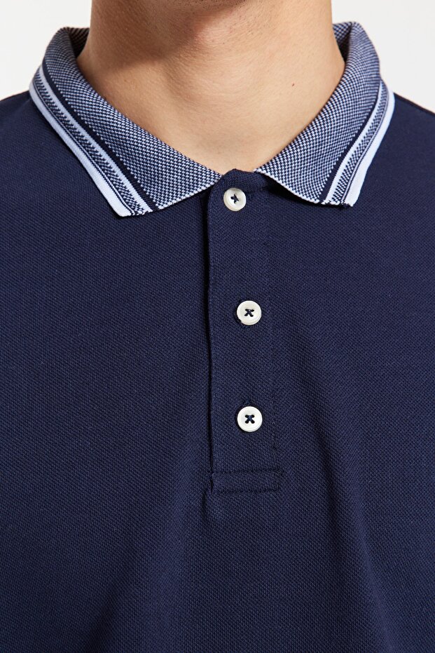 Lacivert Slim/Dar Kesim %100 Polo Yaka T-shirt TMNSS22PO00014 - 6