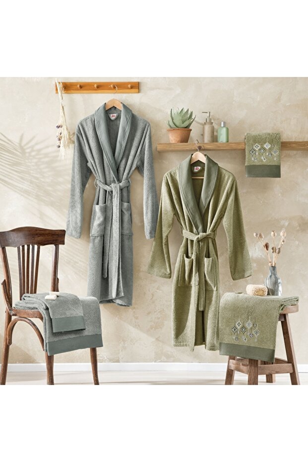 Lordly Cotton 6-Piece Family Set Khaki Anthracite