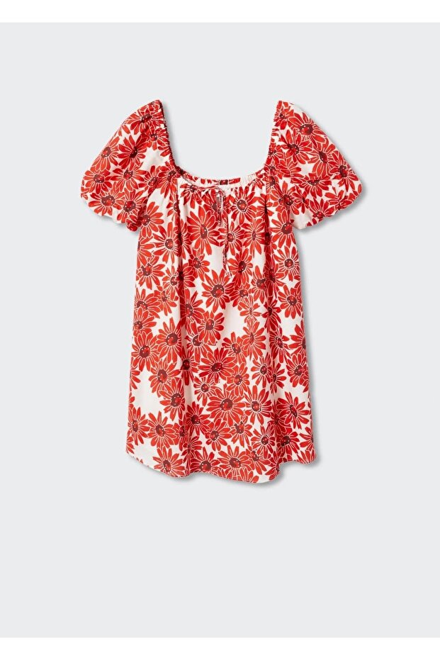 Çiçekli Pamuklu Elbise - 3