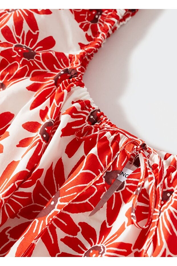 Çiçekli Pamuklu Elbise - 8