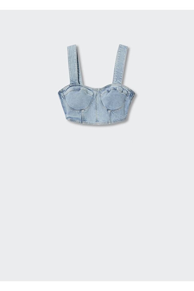 Denim Cropped Bluz - 3