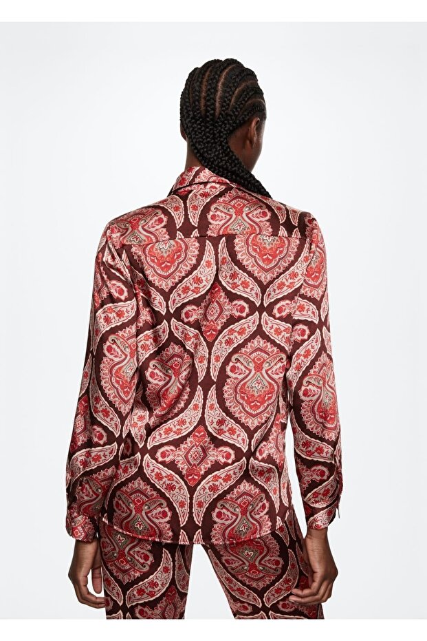 Desenli Saten Gömlek - 4