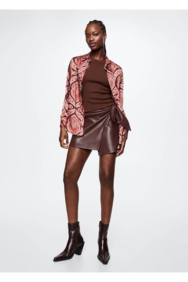 Desenli Saten Gömlek - 7