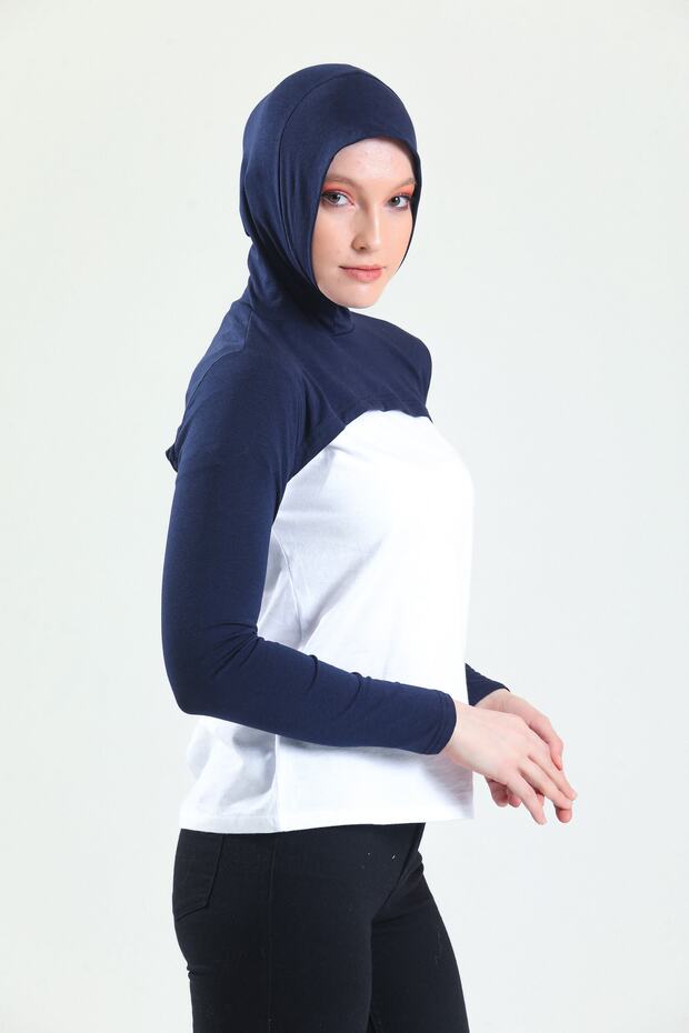 Boneli Neck Collar Sleeve - Navy Blue Hooded Neck Collar