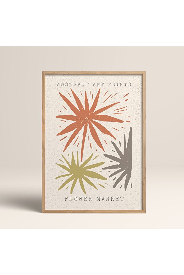Wooden Framed Abstract Colorful Patterns Flower Modern Art Painting