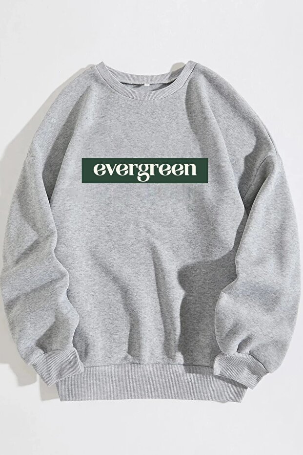 سويت شيرت كبير الحجم مطبوع عليه Evergreen للجنسين