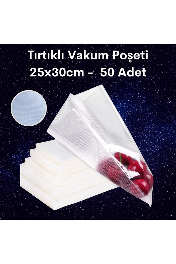 Tırtıklı Vakum Makinesi Poşeti- Torbası - 25x30 Cm - 50 Adet - 1