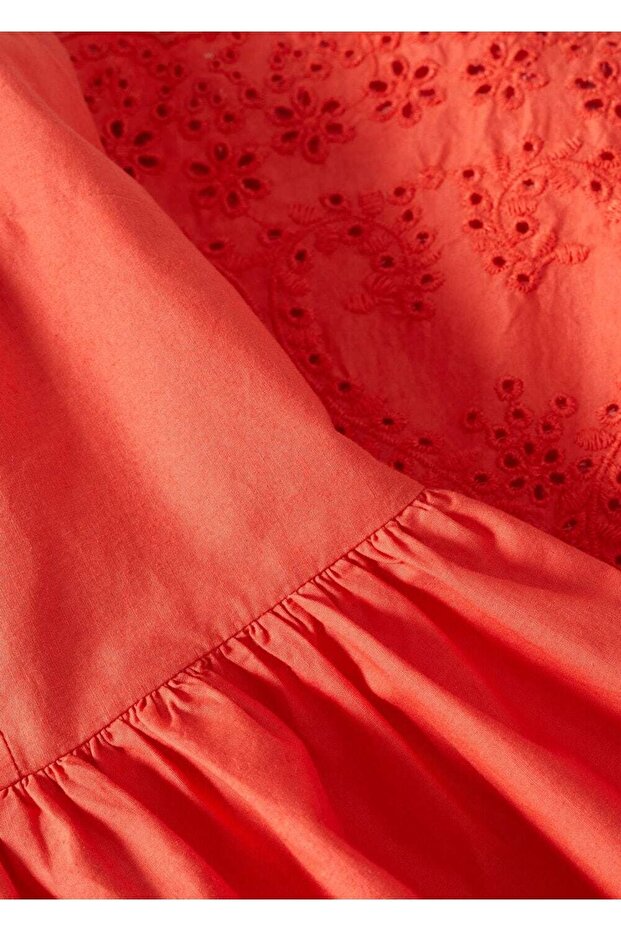 Işlemeli Pamuklu Elbise - 8