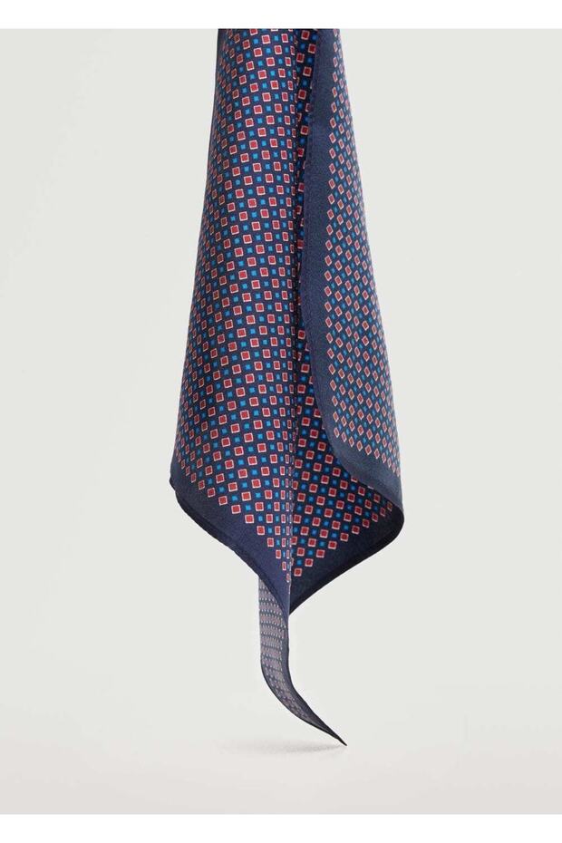 Desenli İpek Cep Mendili - 1