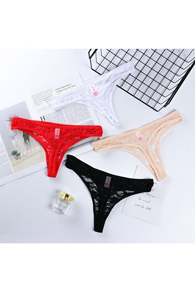 Siyah Dantel Kadın String - 2