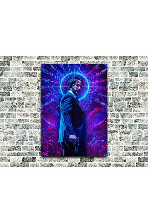 John Wick Renkli Ahşap Tablo - 1