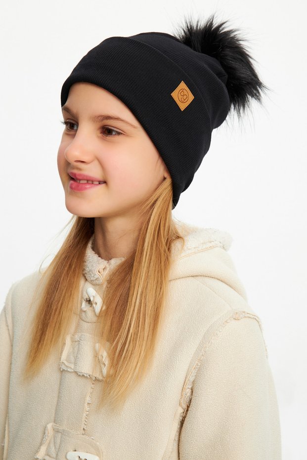Baby Girl Child Fur Pompom Hat Beanie Comfortable 100% Cotton Camisole