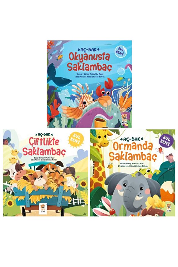 Aç-bak Okyanusta + Çiftlikte + Ormanda Saklambaç 3 Kitap Set
