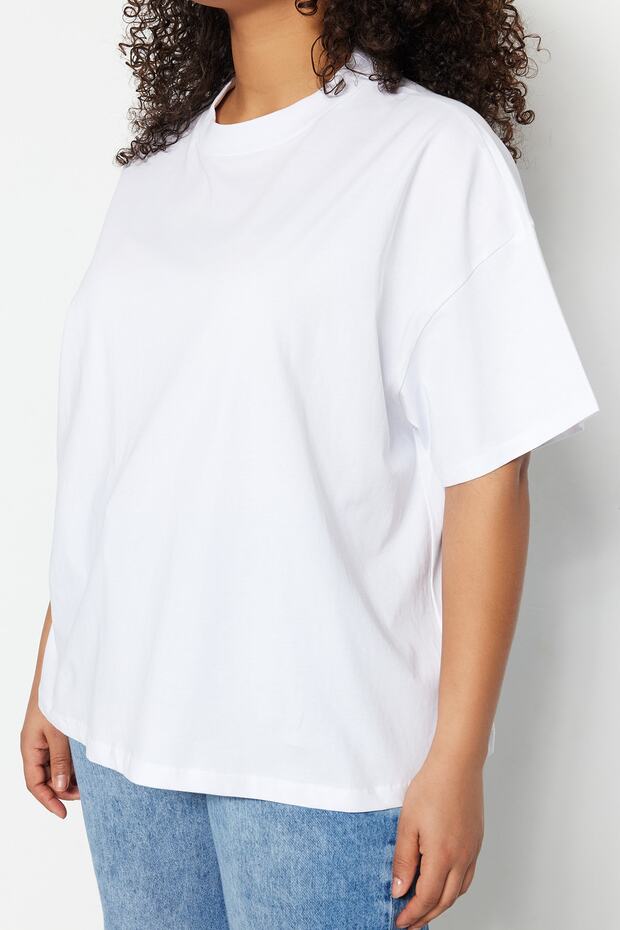 Tricou cu nervuri cu guler alb - 100% bumbac Model de bază TBBSS23BF00017 - 3