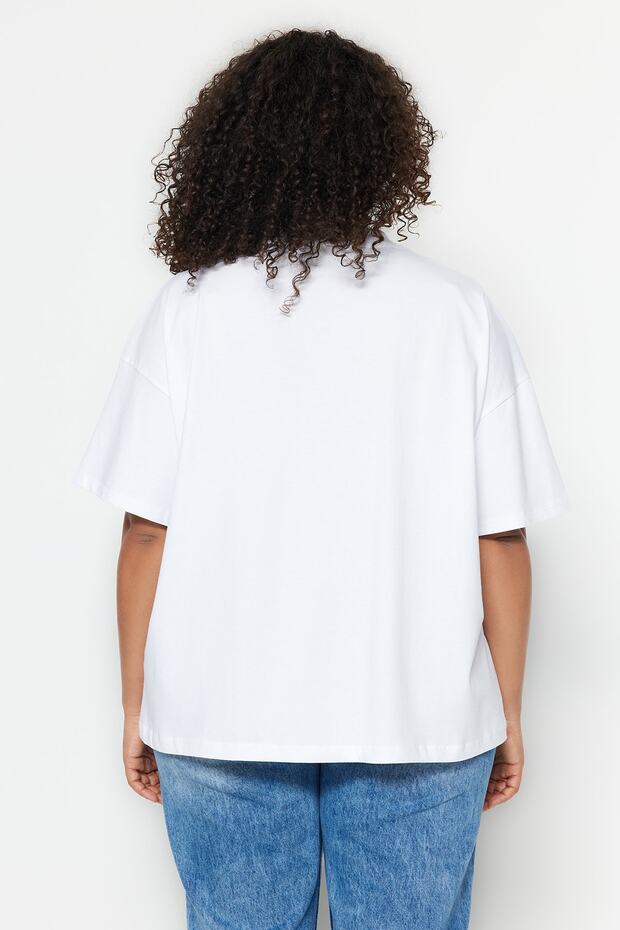 Tricou cu nervuri cu guler alb - 100% bumbac Model de bază TBBSS23BF00017 - 5