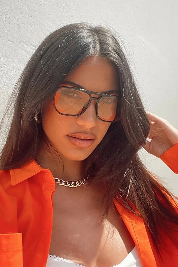 Black Orange Unisex Men Women Sunglasses
