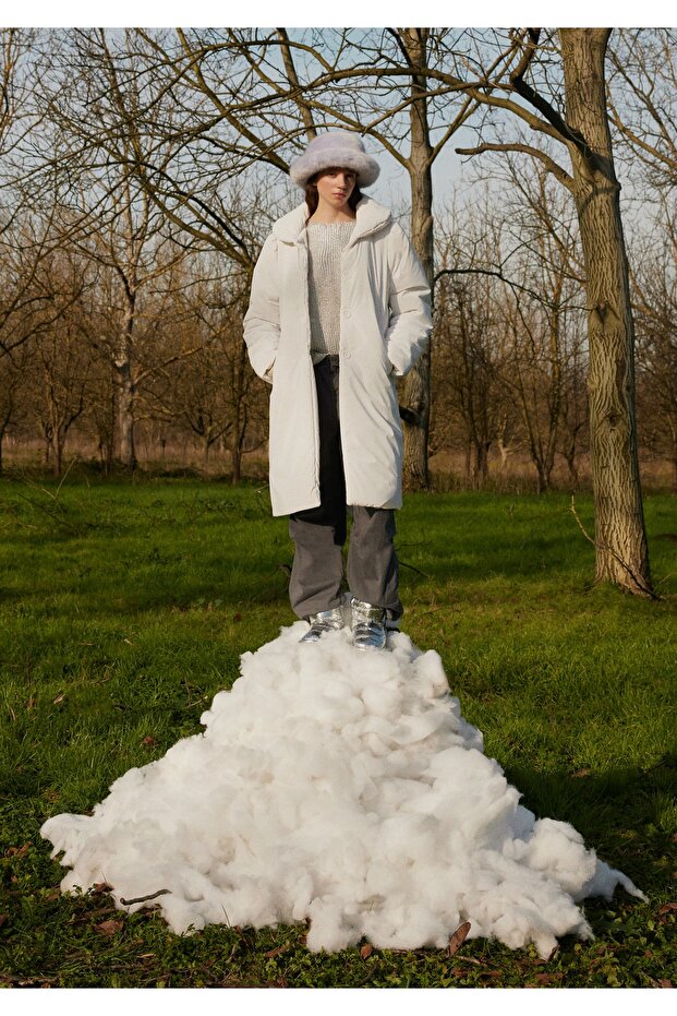 Cloud Mat Beyaz Şişme Mont - 3
