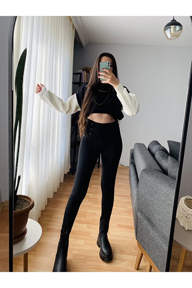 Siyah-krem Crop Kazak - 3