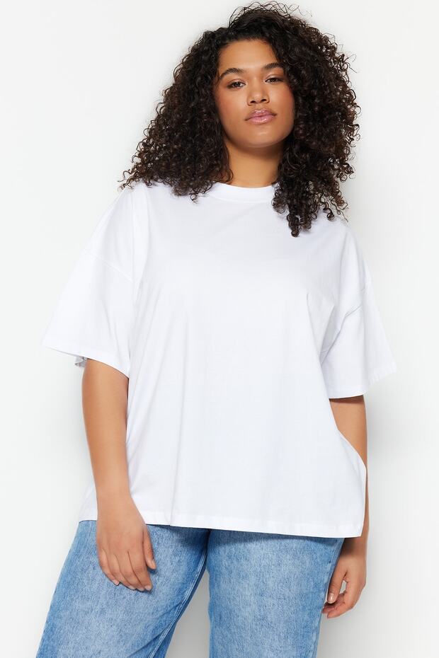 Tricou cu nervuri cu guler alb - 100% bumbac Model de bază TBBSS23BF00017 - 4