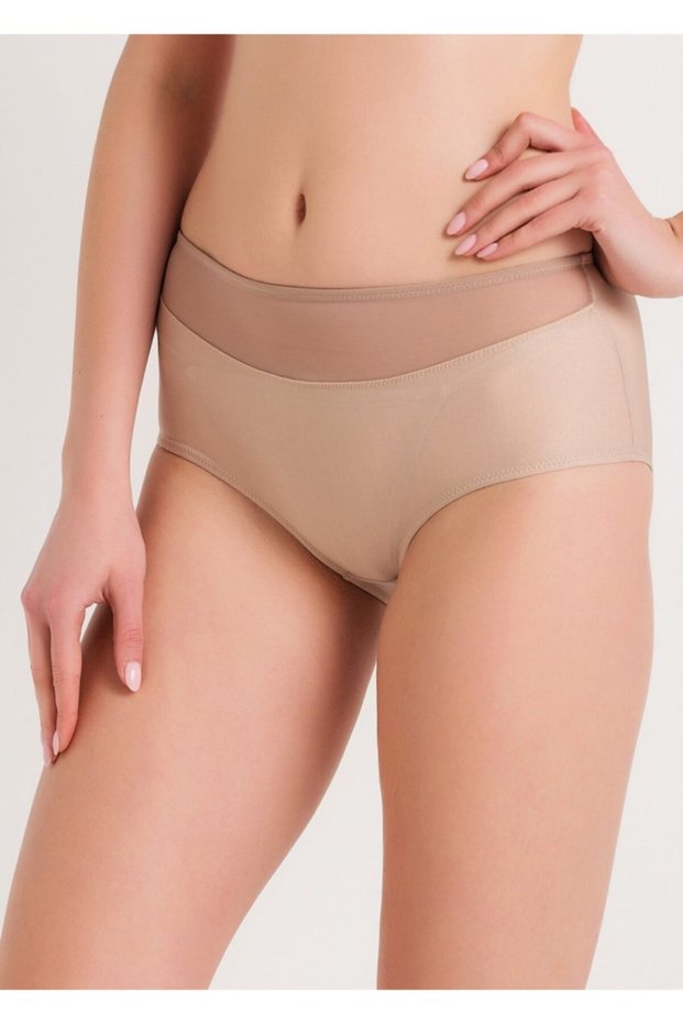 High Waist Wide Brim Tulle Panties 783 - Mink