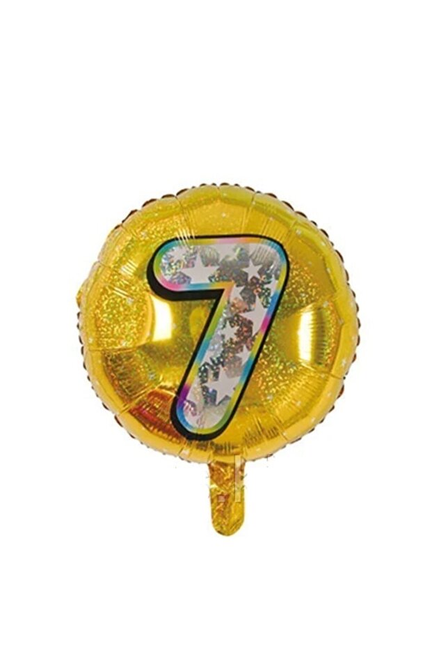 Festival Laser Printing World Round Foil Number Balloon Gold 7