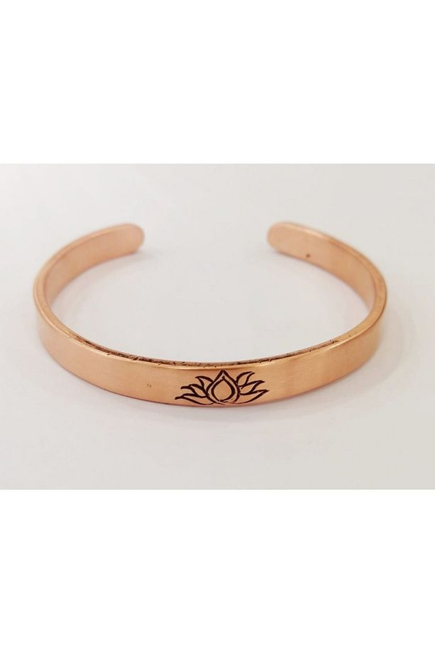 %100 Bakır Bileklik Lotus Çiçekli Model - 1