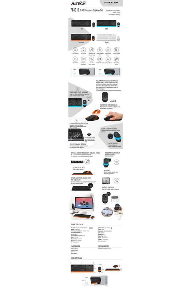 A4-tech Fg1010 Beyaz Q Kablosuz Klavye Mouse Set - 4