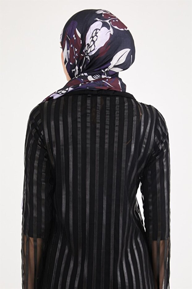 شال كوبية أسود أرجواني - 5