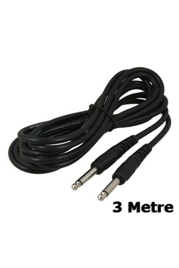 6.3mm Mono Çivi Jak Jack Mikrofon Gitar Kablosu 3 Metre Kalite - 2