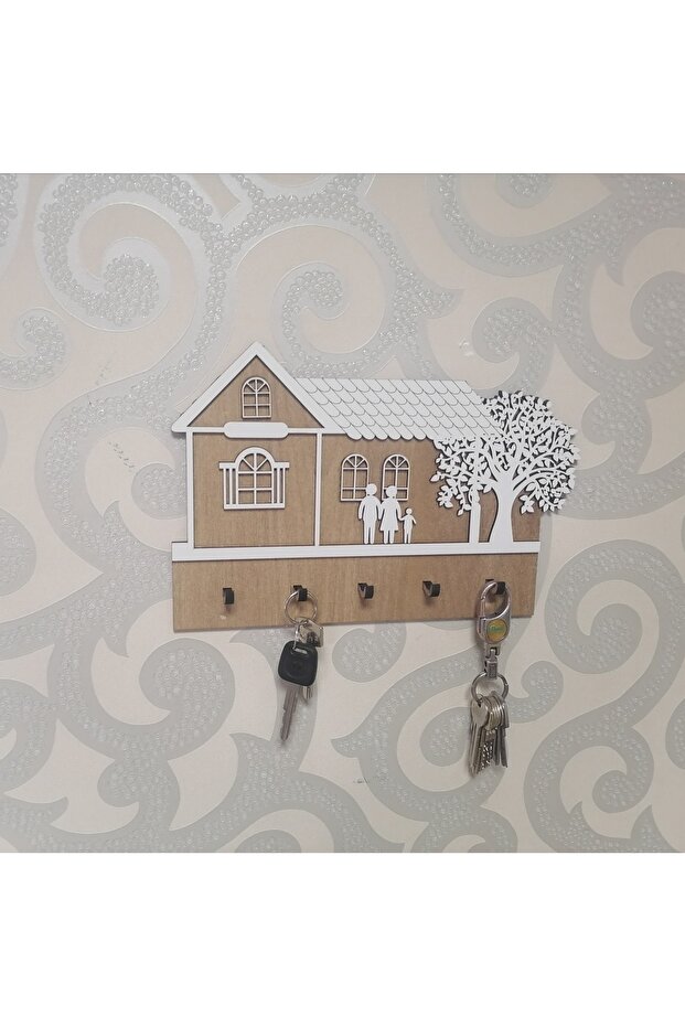 Wooden Door Back House Keychain
